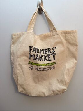 Farmers' Market At Harvard Canvas Tote - Natural with Green Asparagus Print